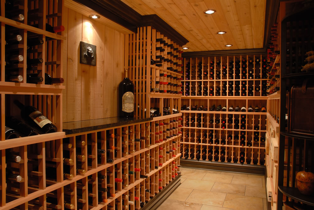 granite countertop in wine cellar