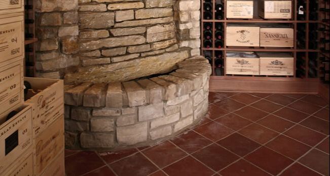 wine cellar with water fall